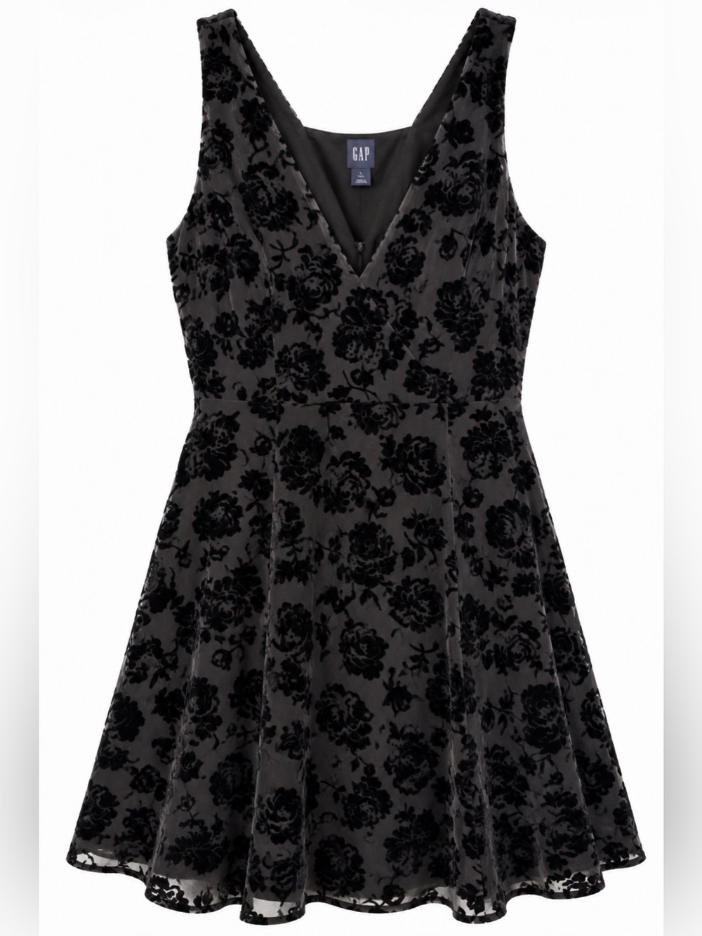 NWT Gap Velvet Floral Mini Dress in Black Floral, Large Tall Hoco Homecoming
